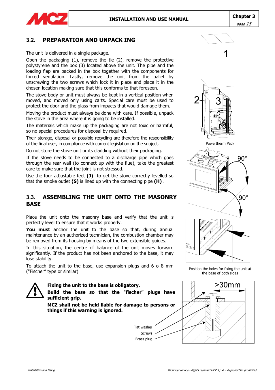 30mm | MCZ PowerTherm User Manual | Page 15 / 61