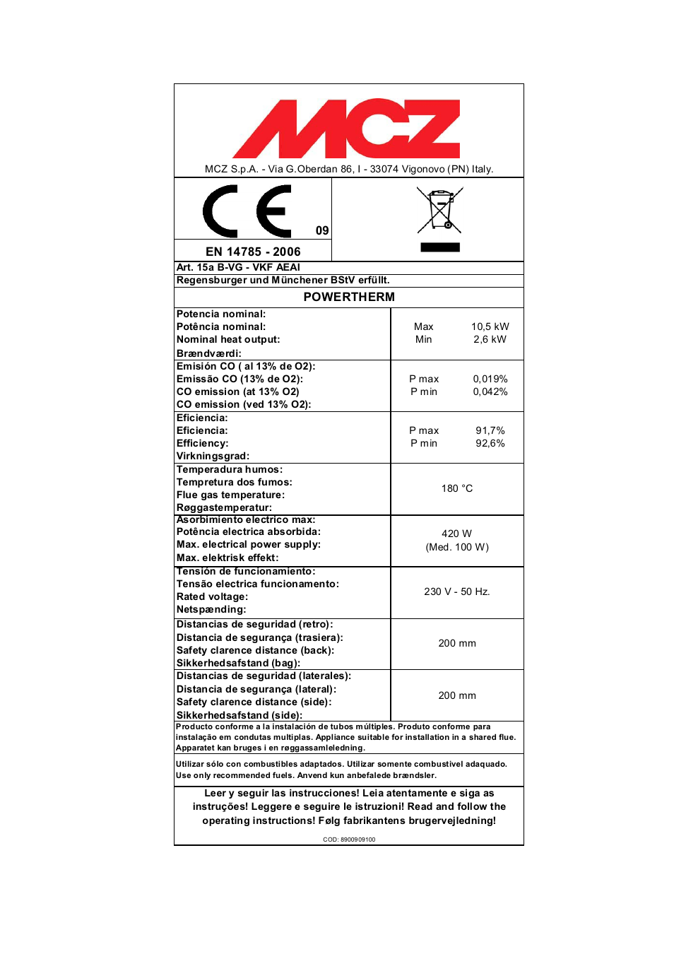 MCZ PowerTherm User Manual | Page 2 / 61