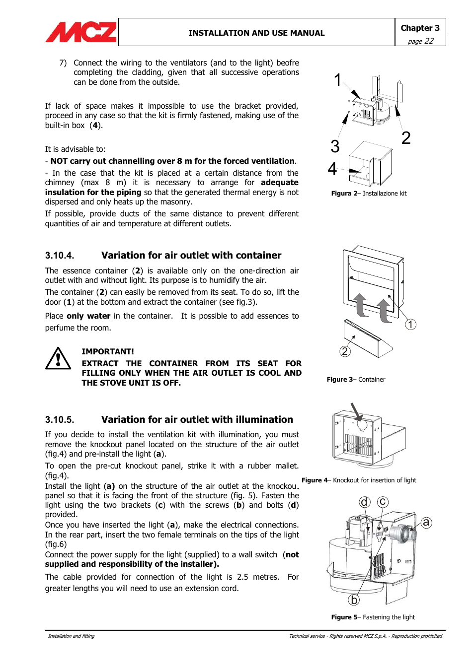 Ab c d | MCZ PowerTherm User Manual | Page 22 / 61