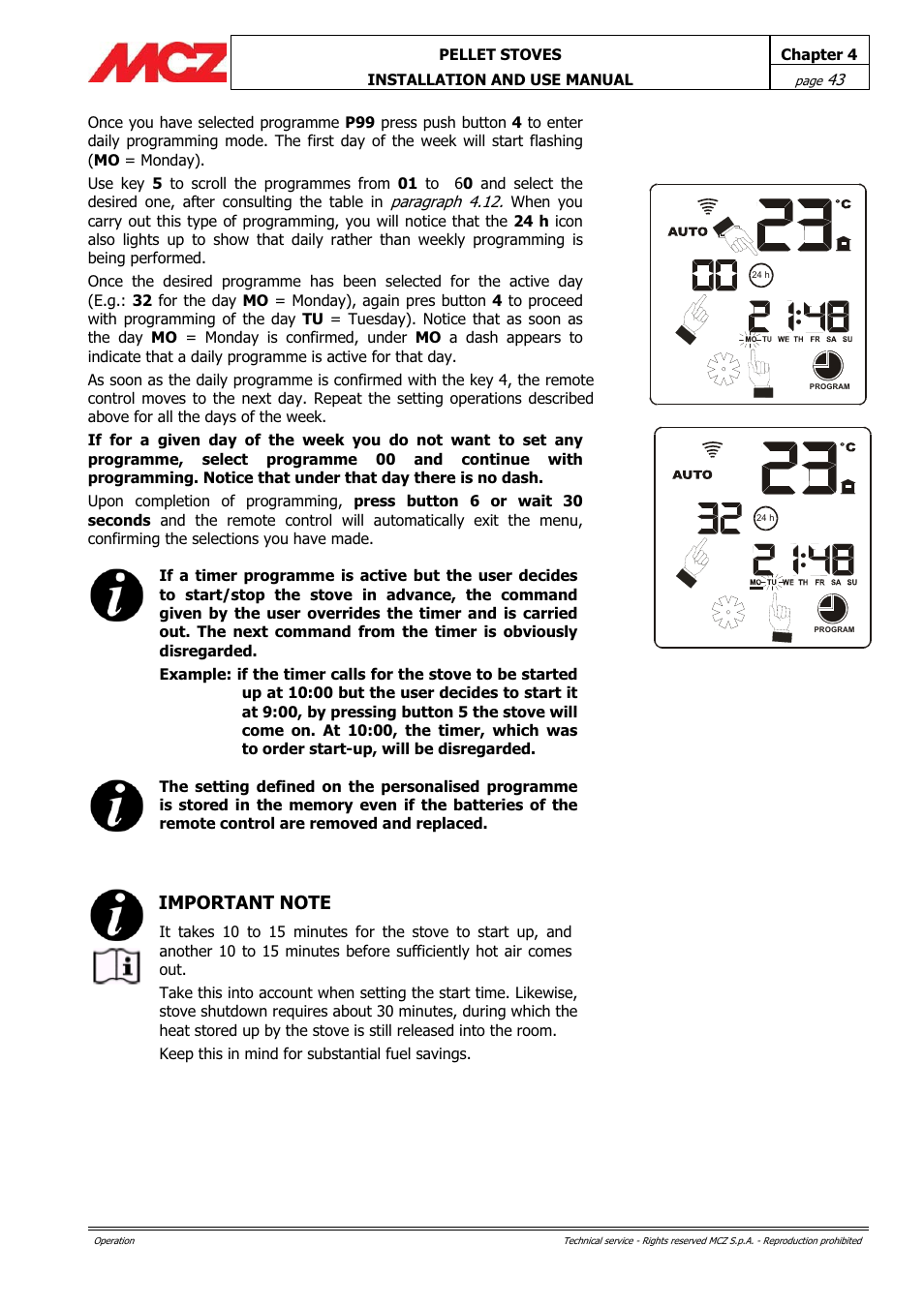MCZ PowerTherm User Manual | Page 43 / 61