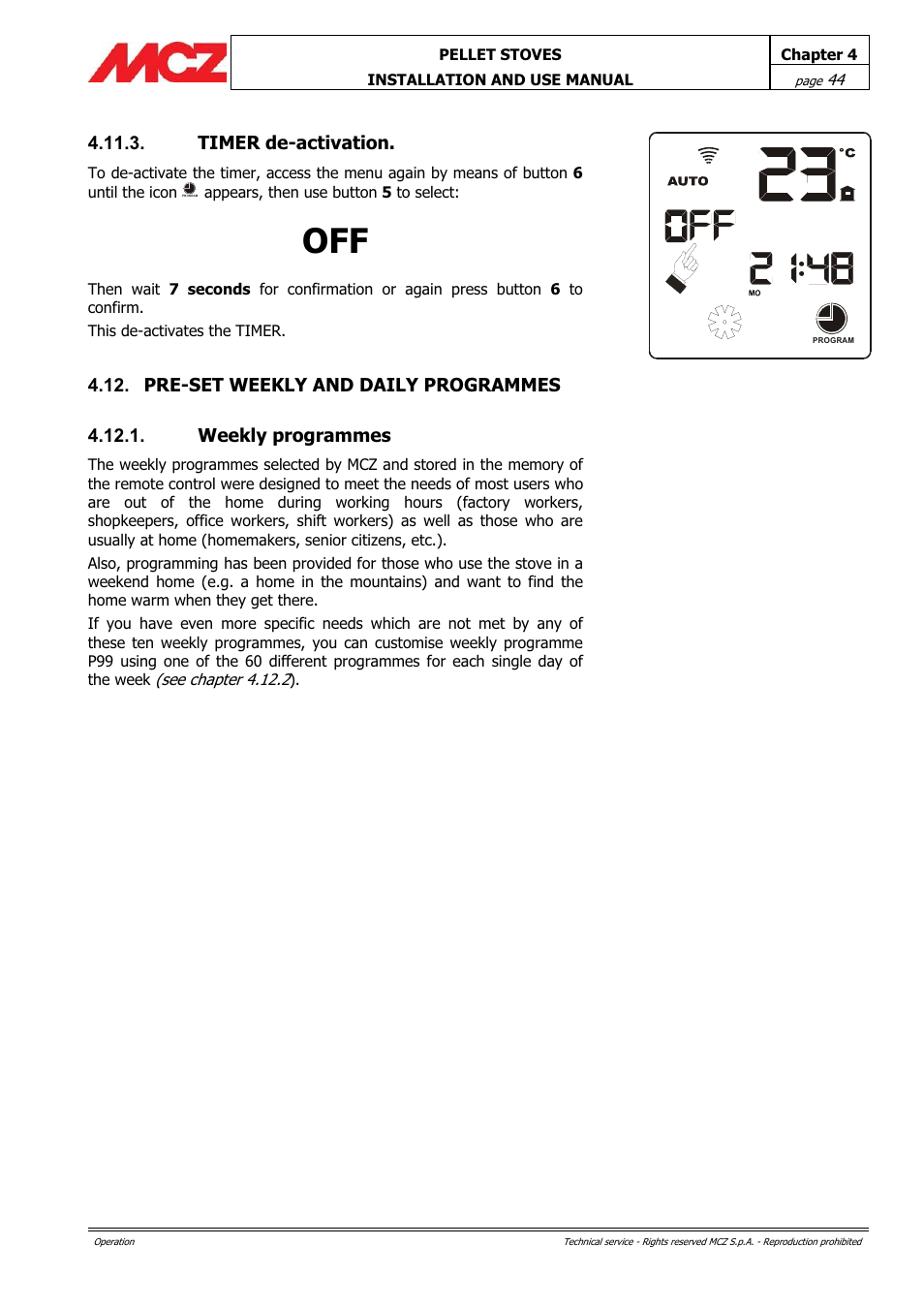 MCZ PowerTherm User Manual | Page 44 / 61