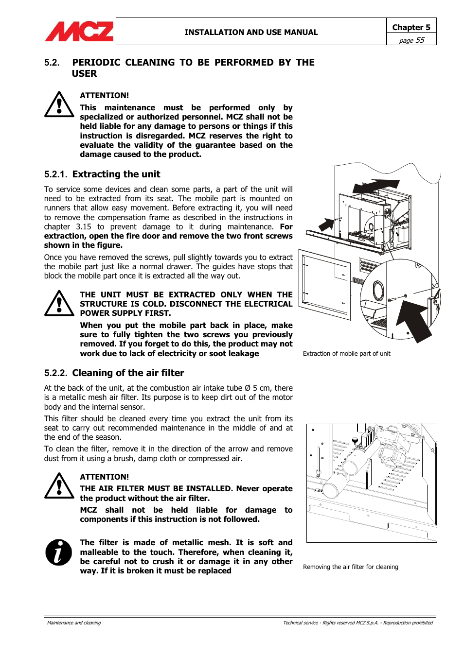 MCZ PowerTherm User Manual | Page 55 / 61
