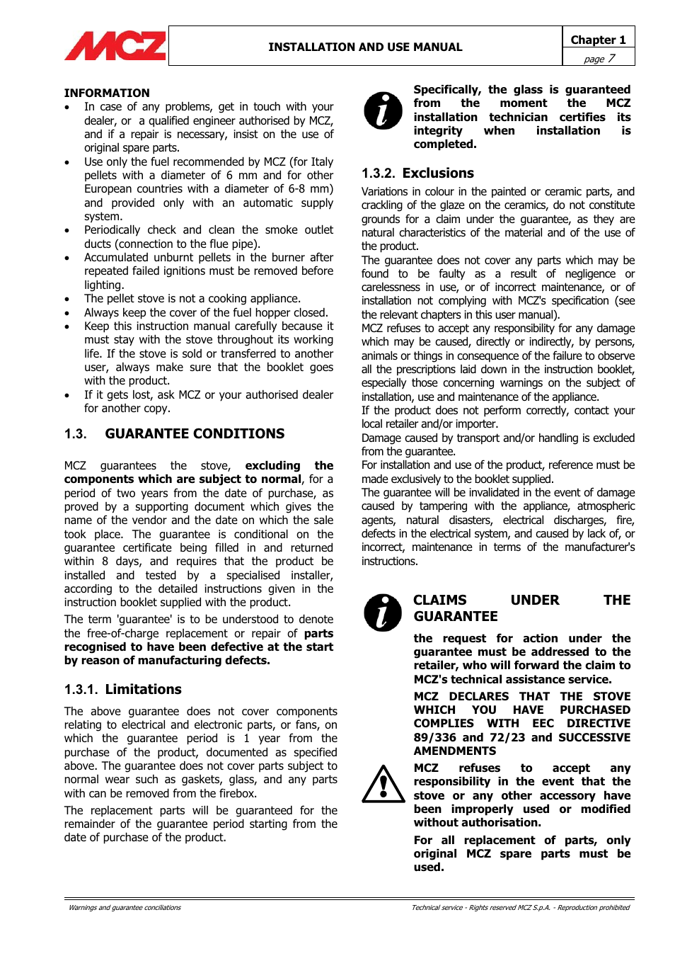 MCZ PowerTherm User Manual | Page 7 / 61
