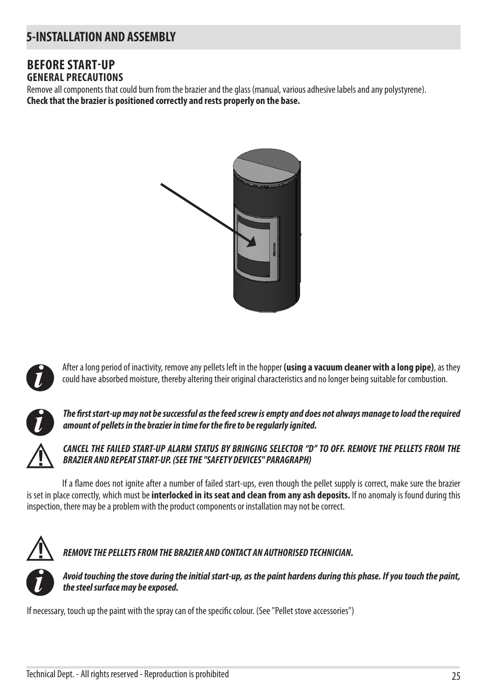 Installation and assembly, Before start-up | MCZ Tube 2013 User Manual | Page 27 / 56