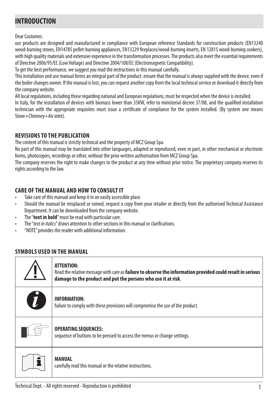 Introduction | MCZ Tube 2013 User Manual | Page 3 / 56