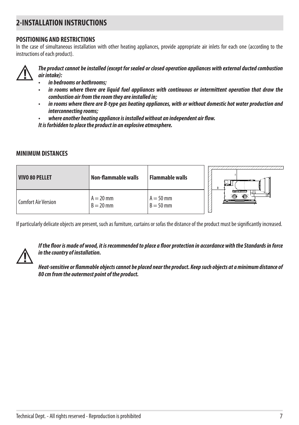 Installation instructions | MCZ Vivo 80 Pellet Comfort Air - 2012 User Manual | Page 9 / 57