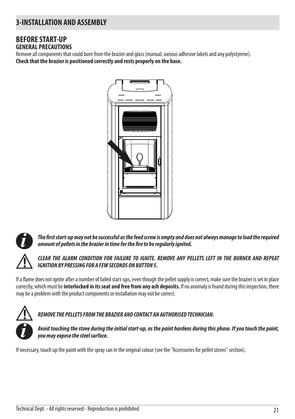 Installation and assembly, Before start-up | MCZ Yari AIR User Manual | Page 23 / 55