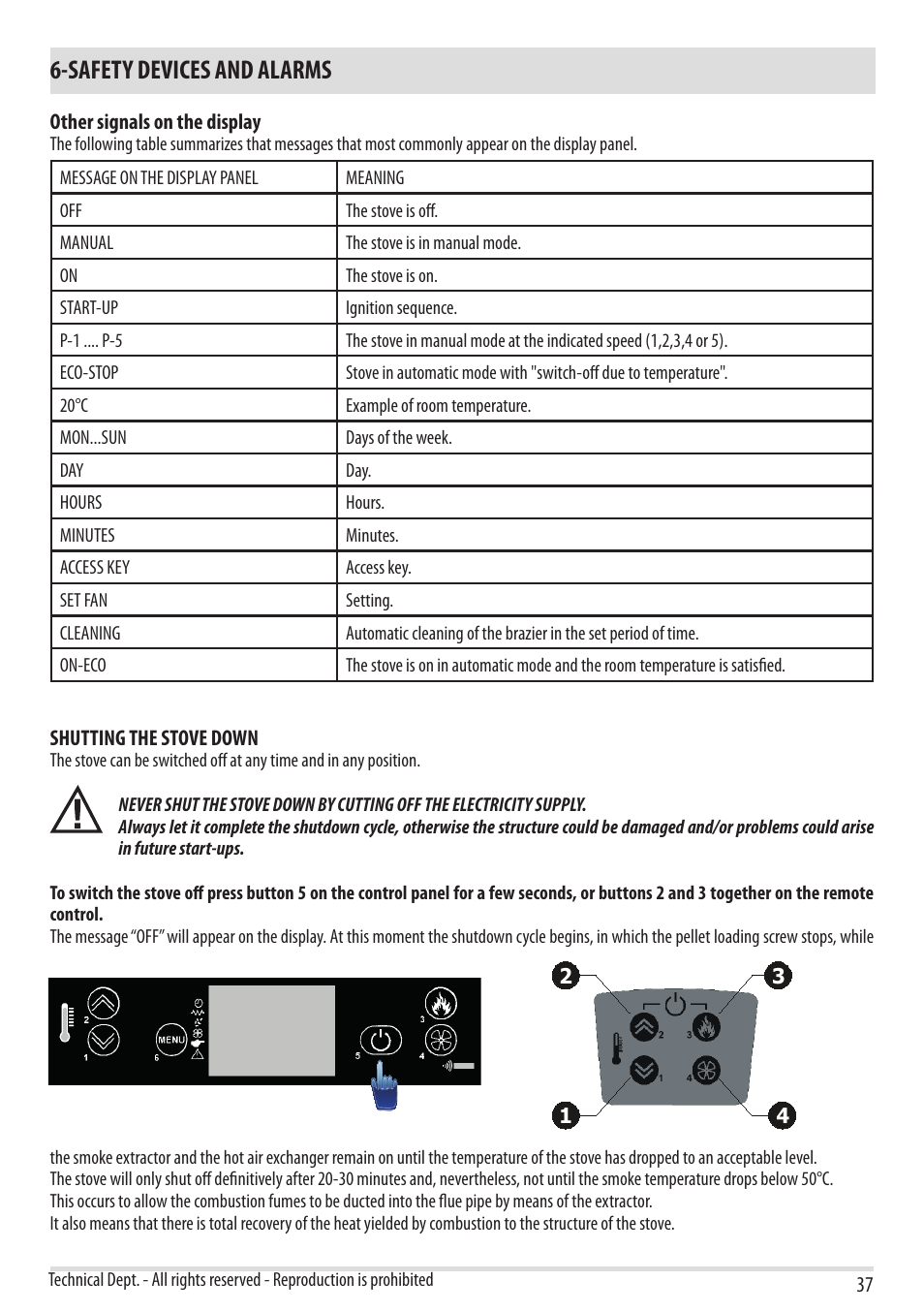 Safety devices and alarms | MCZ Yari AIR User Manual | Page 39 / 55