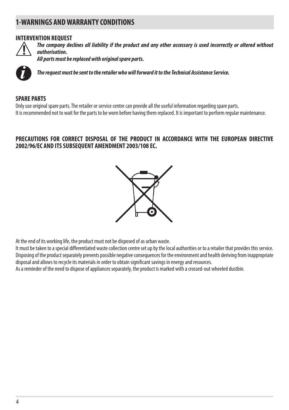 Warnings and warranty conditions | MCZ Yari AIR User Manual | Page 6 / 55