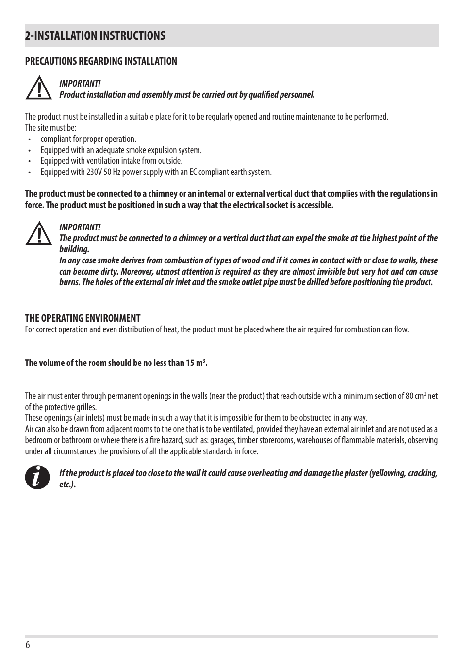 Installation instructions | MCZ Yari AIR User Manual | Page 8 / 55