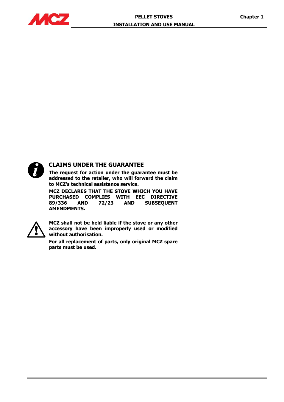 Claims under the guarantee | MCZ Athos HYDRO 14 kW User Manual | Page 10 / 65