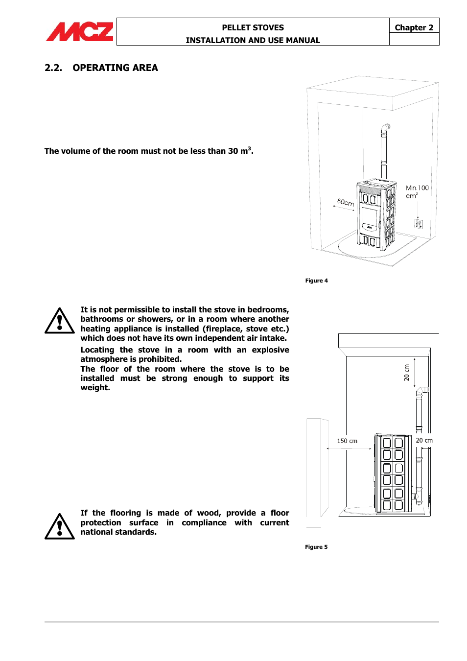 Operating area | MCZ Athos HYDRO 14 kW User Manual | Page 13 / 65