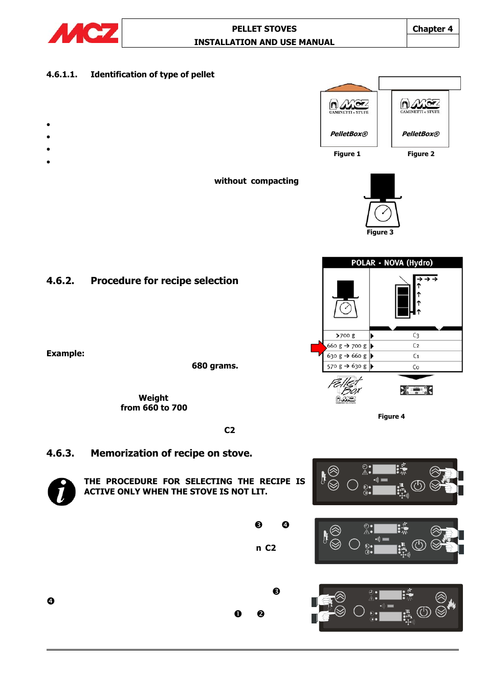 R ic, Ric n c2, N c4 r ic | Procedure for recipe selection | MCZ Athos HYDRO 14 kW User Manual | Page 36 / 65