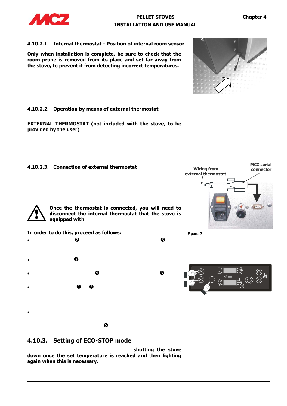 Ut 20 off, Setting of eco-stop mode | MCZ Athos HYDRO 14 kW User Manual | Page 41 / 65
