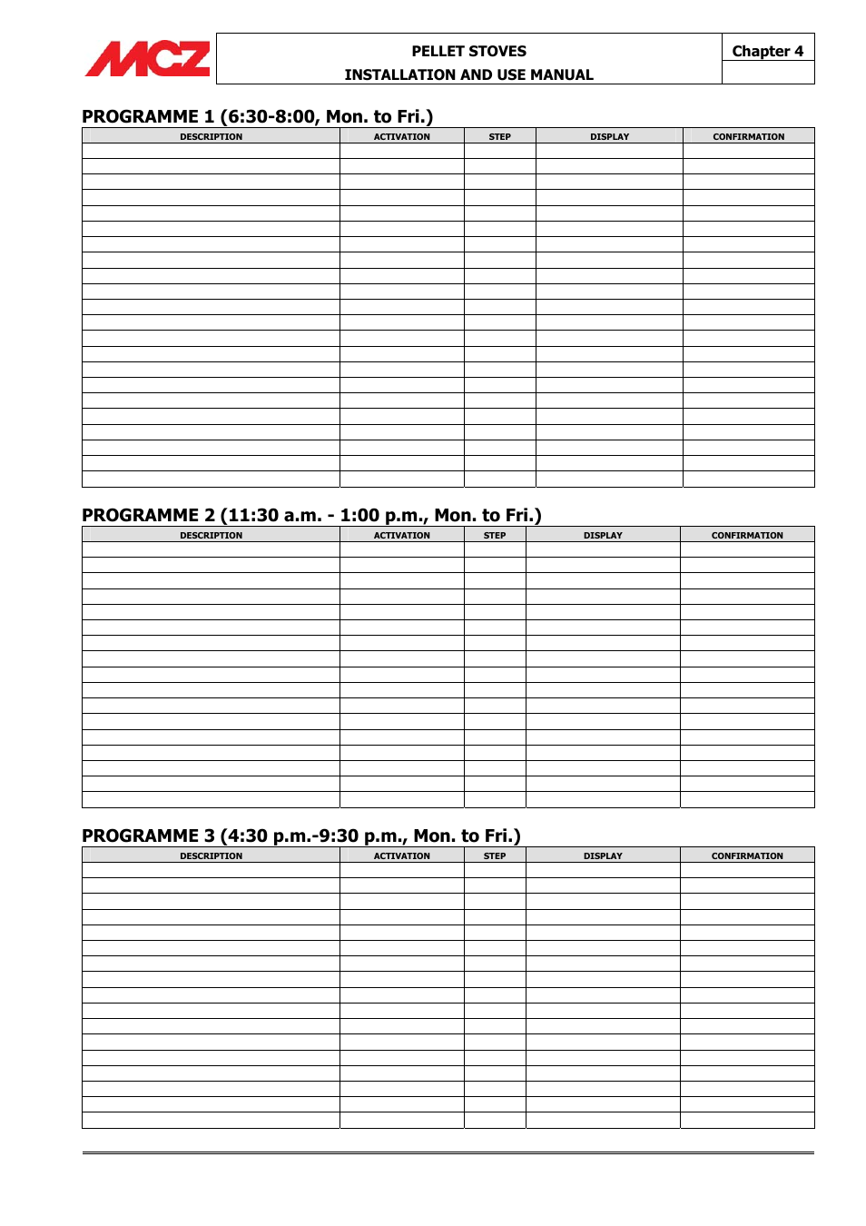 Page | MCZ Athos HYDRO 14 kW User Manual | Page 48 / 65