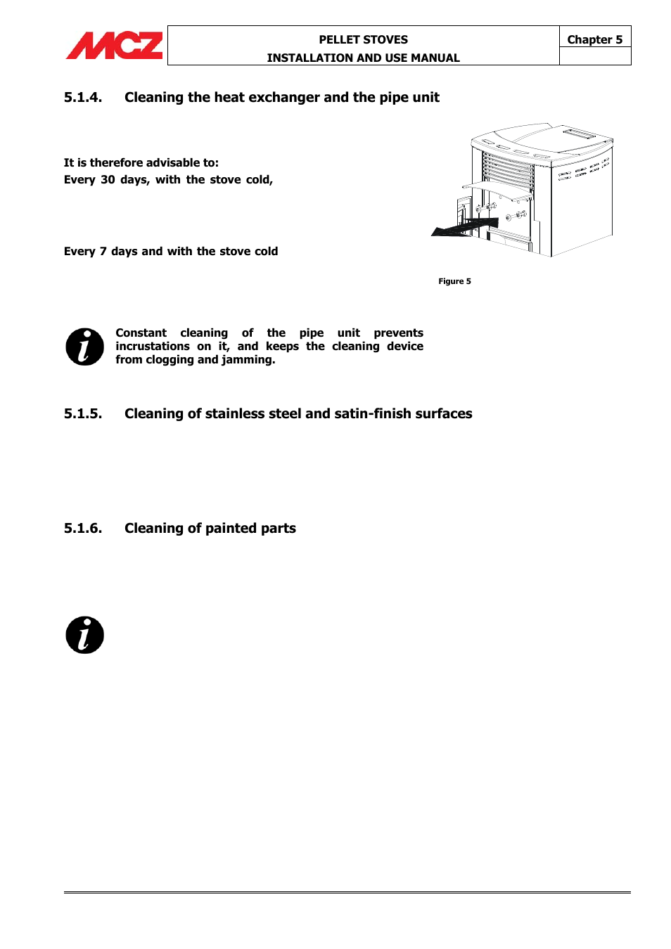 Cleaning the heat exchanger and the pipe unit, Cleaning of painted parts | MCZ Athos HYDRO 14 kW User Manual | Page 56 / 65