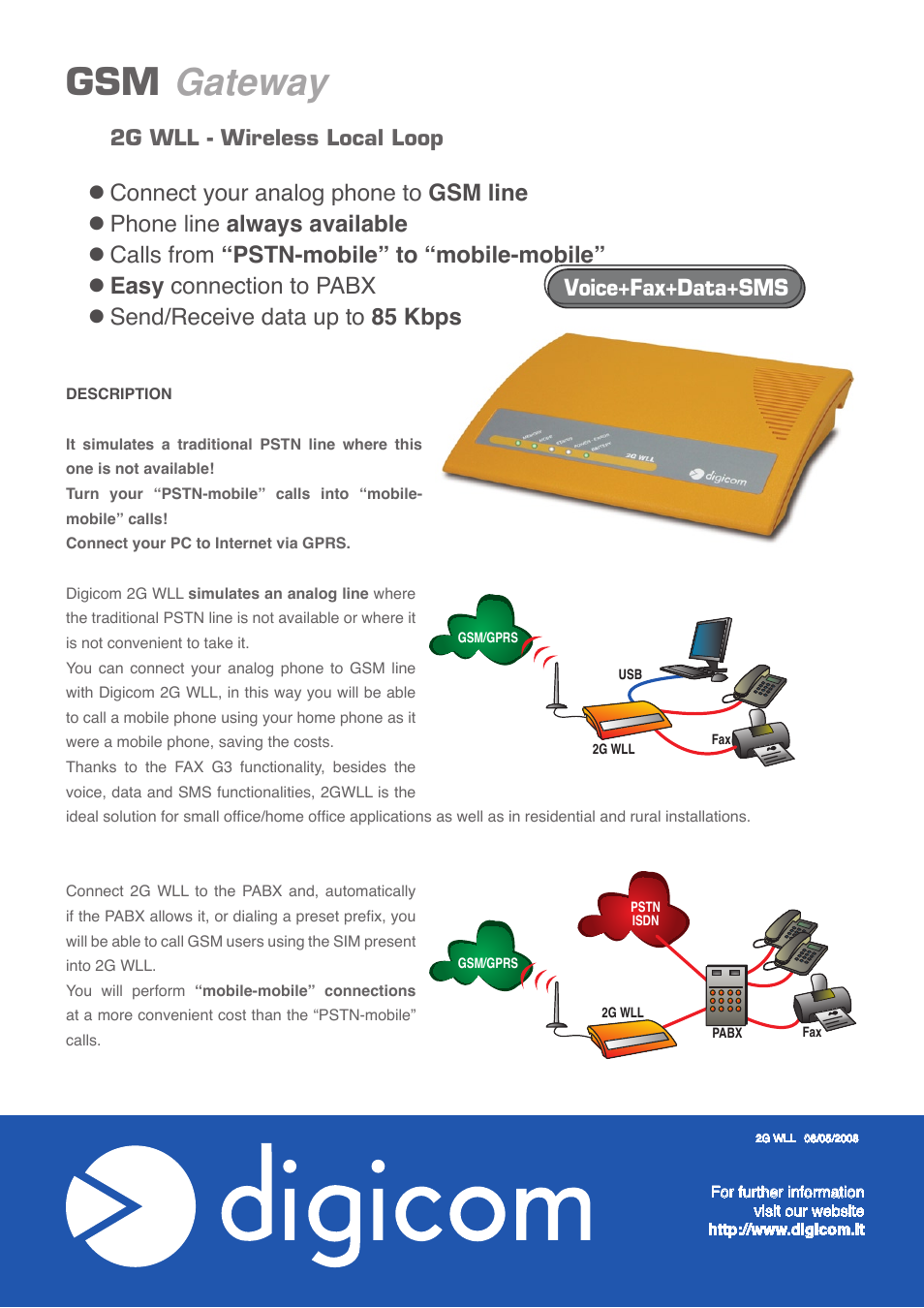 Digicom GSM 2G WLL User Manual | 2 pages