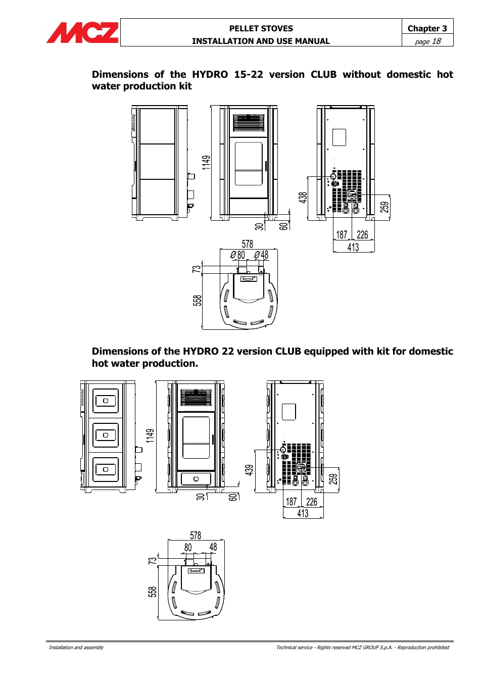 MCZ Club HYDRO 15 kW User Manual | Page 18 / 48
