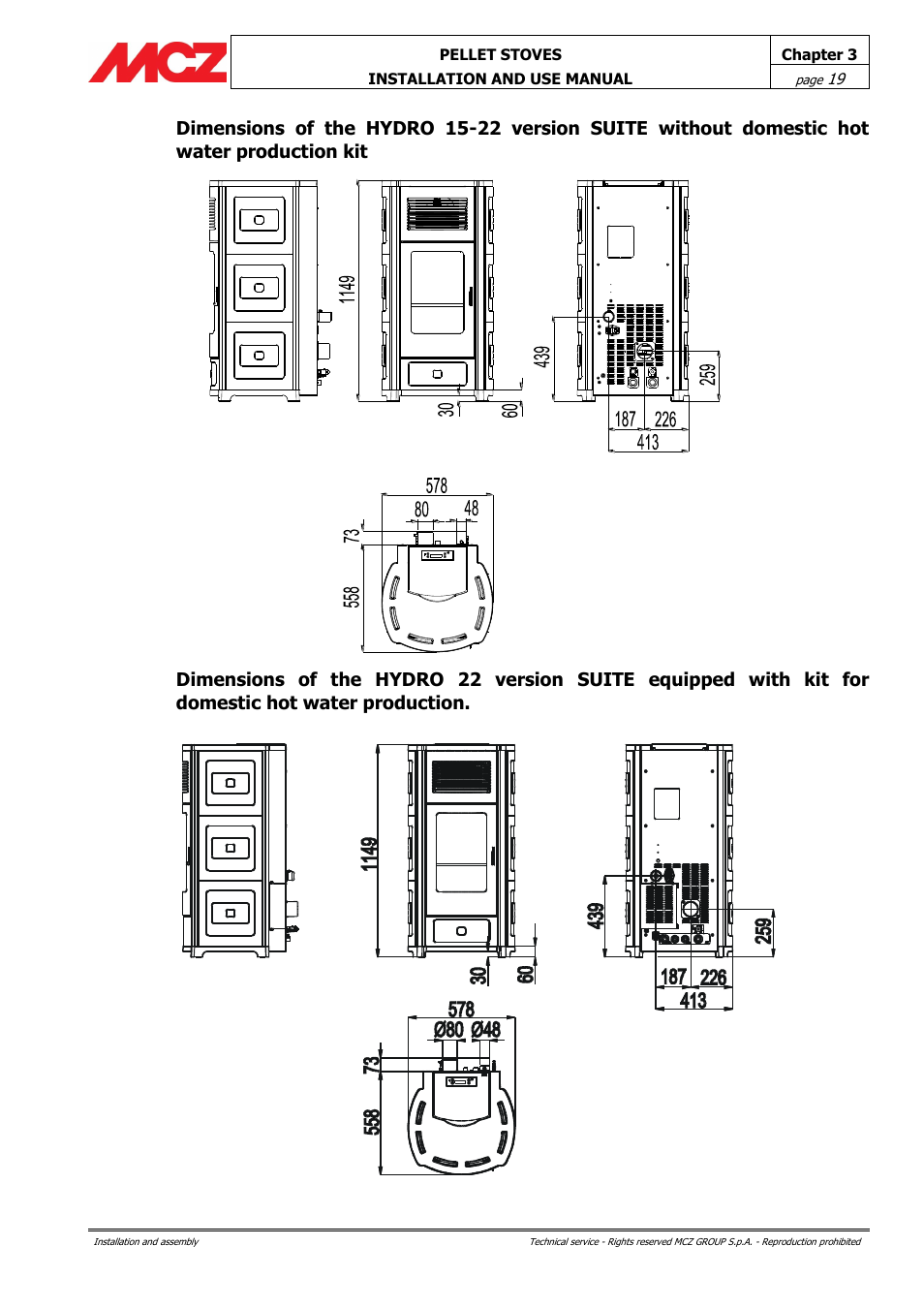 MCZ Club HYDRO 15 kW User Manual | Page 19 / 48