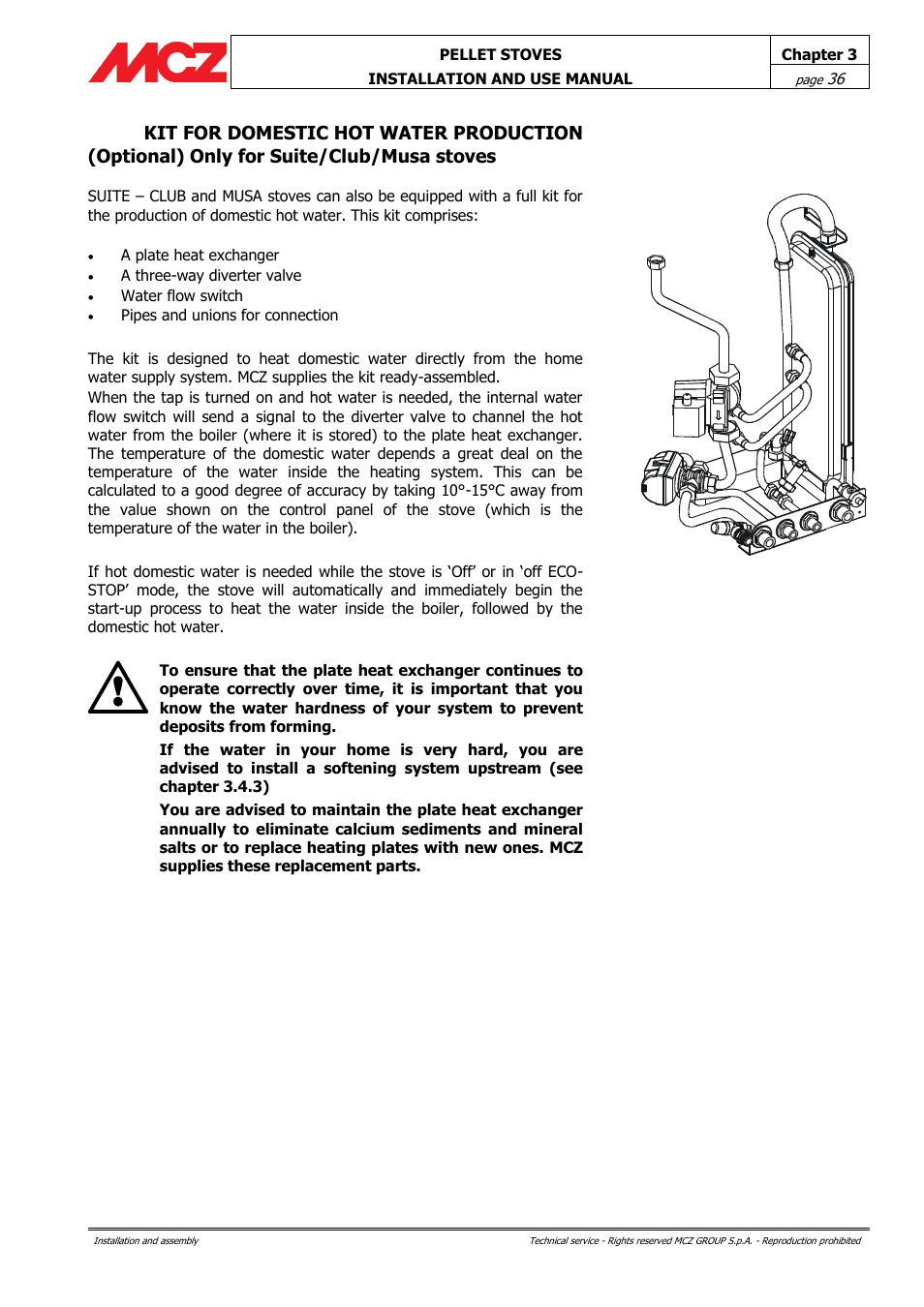 MCZ Club HYDRO 15 kW User Manual | Page 36 / 48