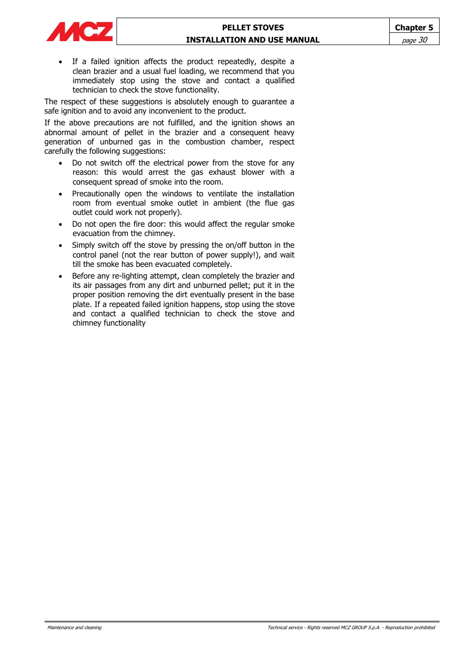 MCZ Club HYDRO 15 kW User Manual | Page 30 / 44