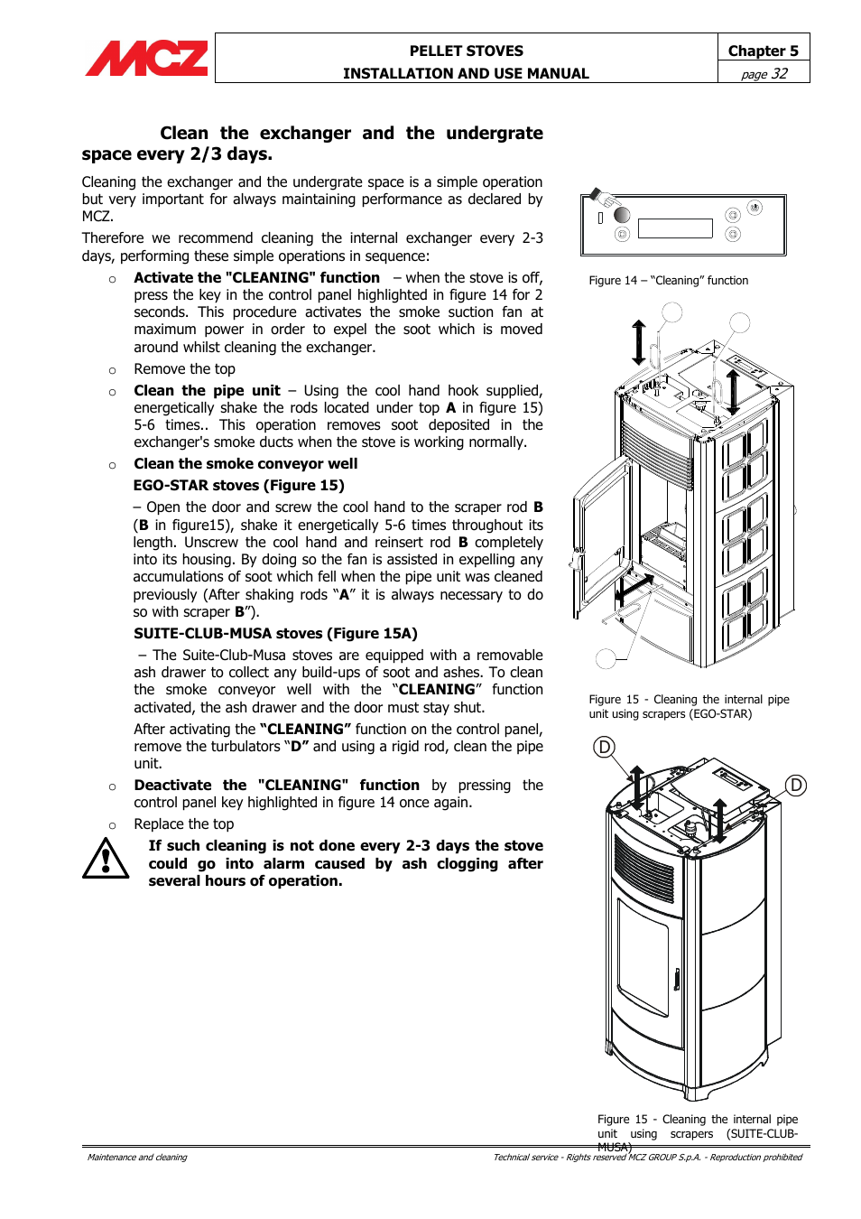 MCZ Club HYDRO 15 kW User Manual | Page 32 / 44