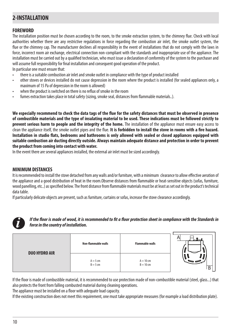 Installation | MCZ Duo HYDRO AIR User Manual | Page 12 / 40