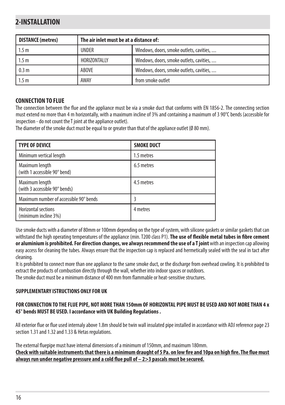 Installation | MCZ Duo HYDRO AIR User Manual | Page 18 / 40