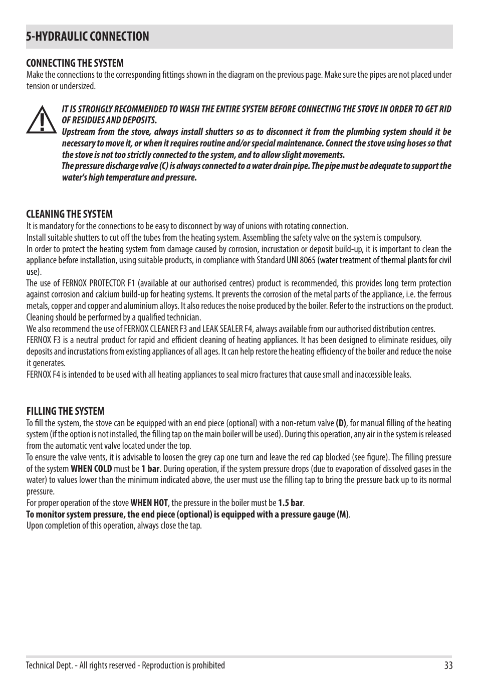 Hydraulic connection | MCZ Duo HYDRO AIR User Manual | Page 35 / 40