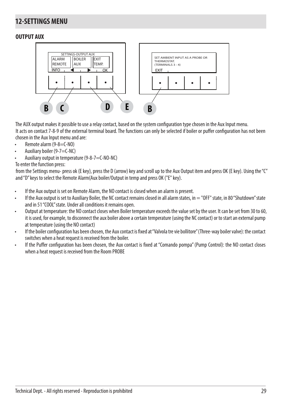 Cd b, Settings menu | MCZ Duo HYDRO AIR User Manual | Page 29 / 52