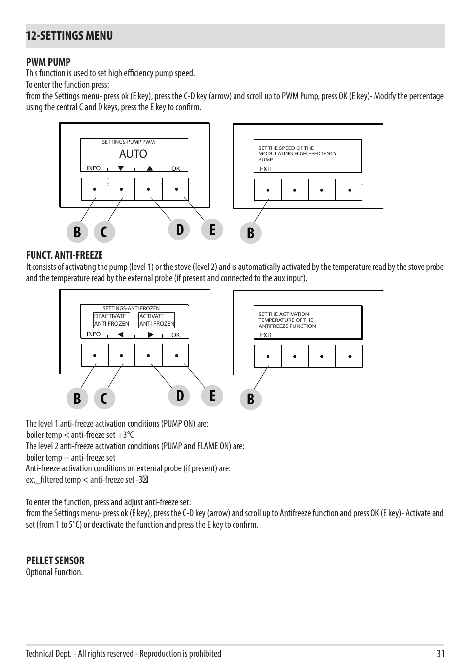 Cd b, Settings menu, Auto | MCZ Duo HYDRO AIR User Manual | Page 31 / 52