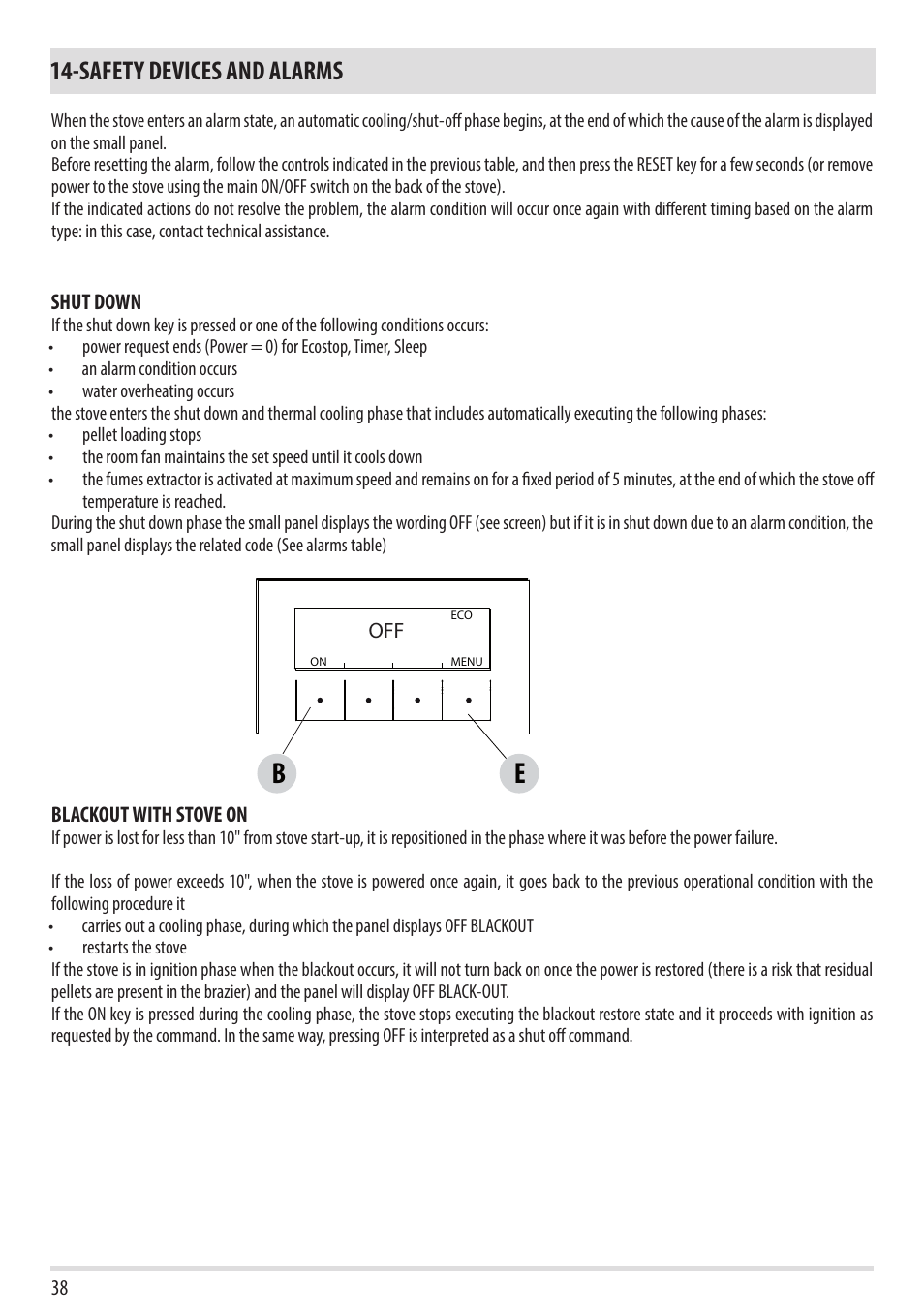 Safety devices and alarms | MCZ Duo HYDRO AIR User Manual | Page 38 / 52