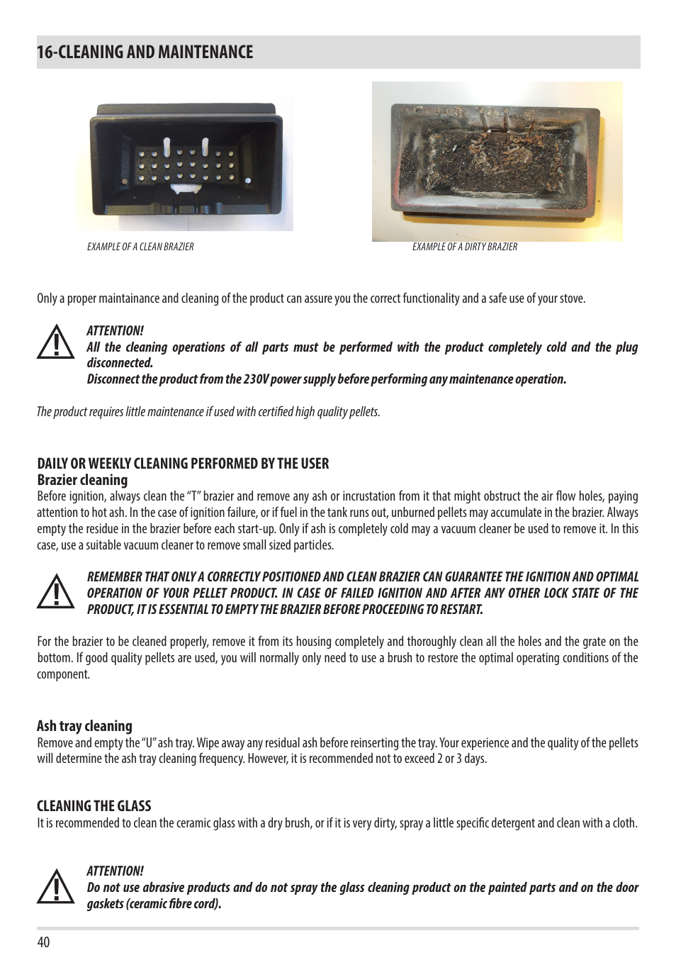 Cleaning and maintenance | MCZ Duo HYDRO AIR User Manual | Page 40 / 52