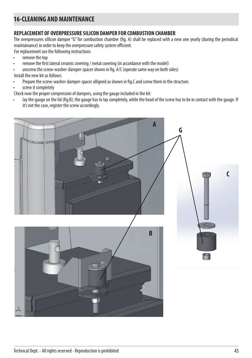 Cleaning and maintenance, Ac b g | MCZ Duo HYDRO AIR User Manual | Page 45 / 52