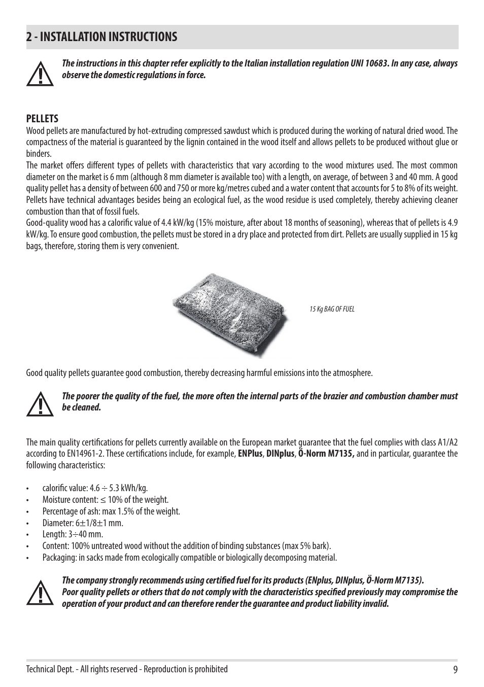 2 - installation instructions | MCZ Flux HYDRO User Manual | Page 11 / 44