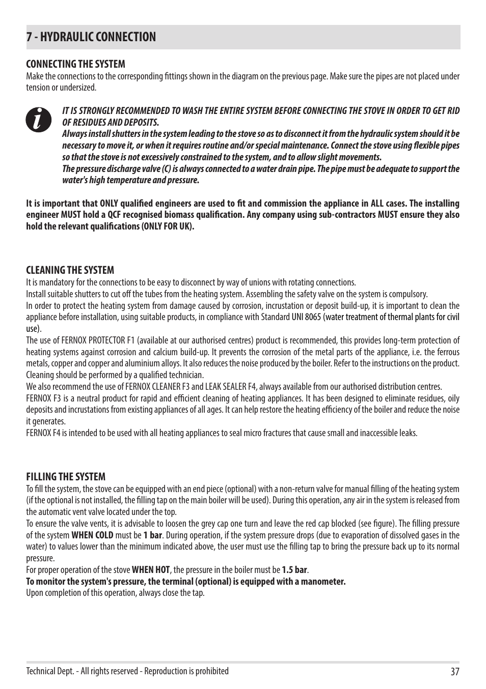7 - hydraulic connection | MCZ Flux HYDRO User Manual | Page 39 / 44