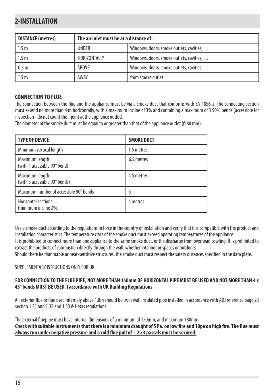 Installation | MCZ Swing HYDRO User Manual | Page 18 / 40