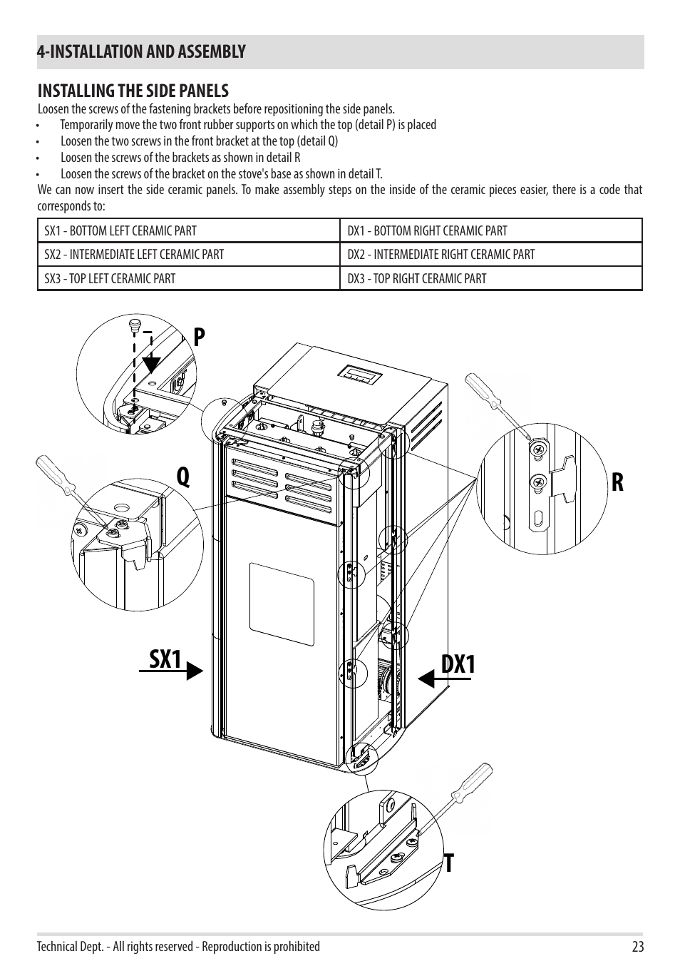 Pq r t sx1 dx1 | MCZ Swing HYDRO User Manual | Page 25 / 40