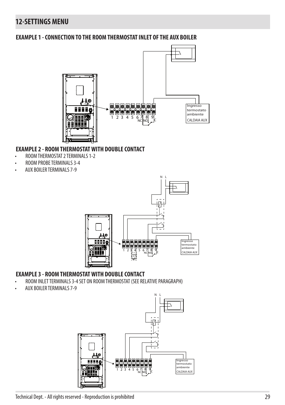 Settings menu, Example 3 - room thermostat with double contact | MCZ Swing HYDRO User Manual | Page 29 / 52