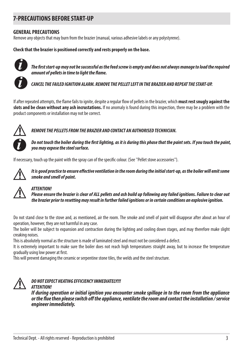 Precautions before start-up | MCZ Swing HYDRO User Manual | Page 3 / 52