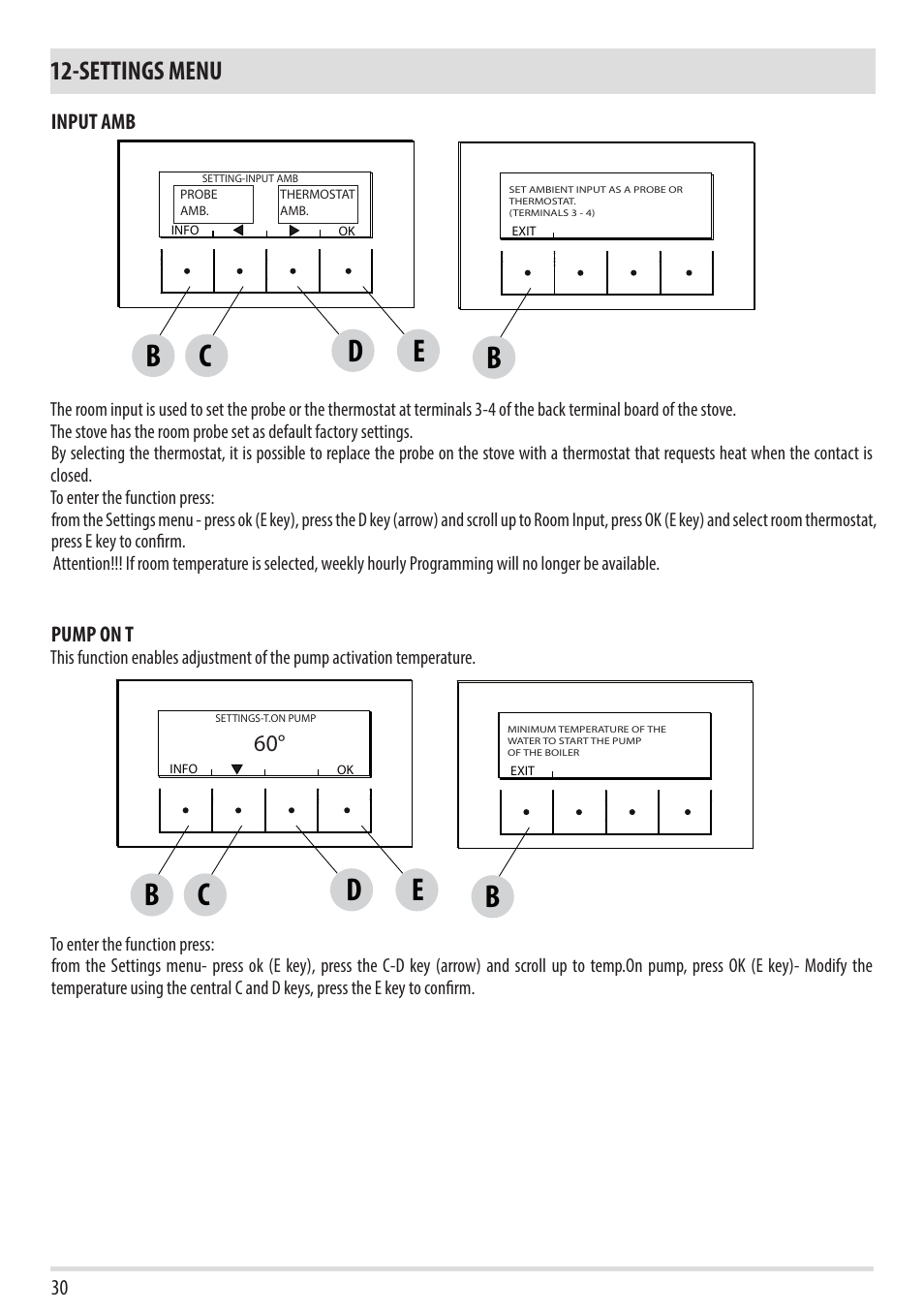 Cd b, Settings menu | MCZ Swing HYDRO User Manual | Page 30 / 52
