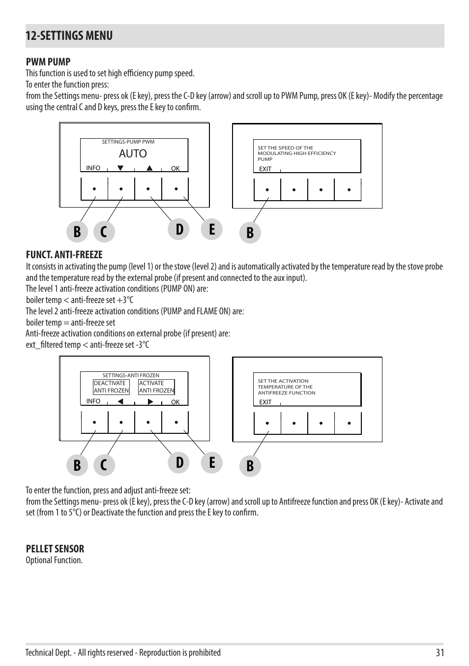 Cd b, Settings menu, Auto | MCZ Swing HYDRO User Manual | Page 31 / 52