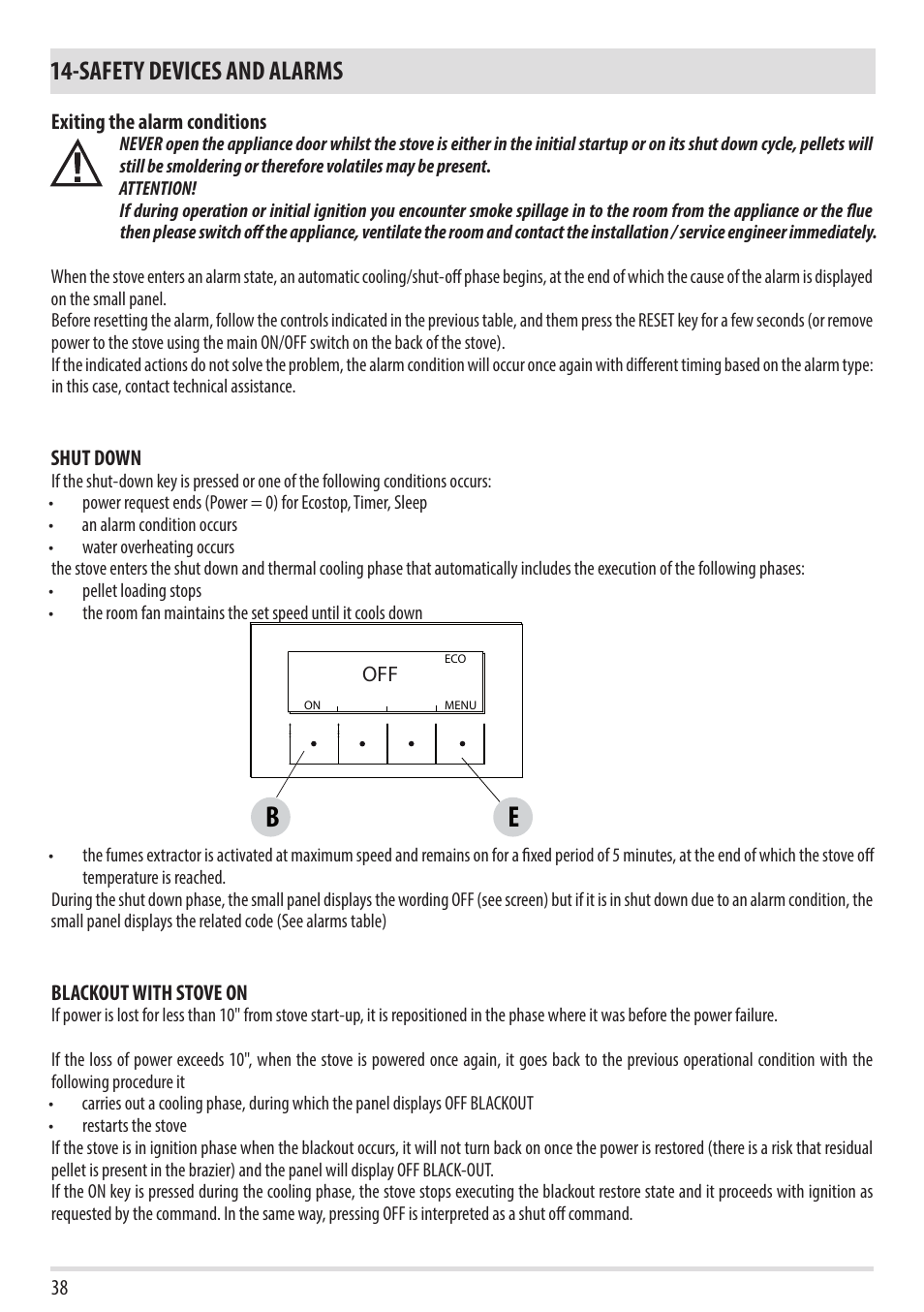 Safety devices and alarms | MCZ Swing HYDRO User Manual | Page 38 / 52