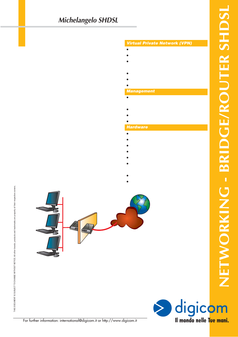 Networking - bridge/router shdsl, Michelangelo shdsl | Digicom 8E4338 User Manual | Page 2 / 2