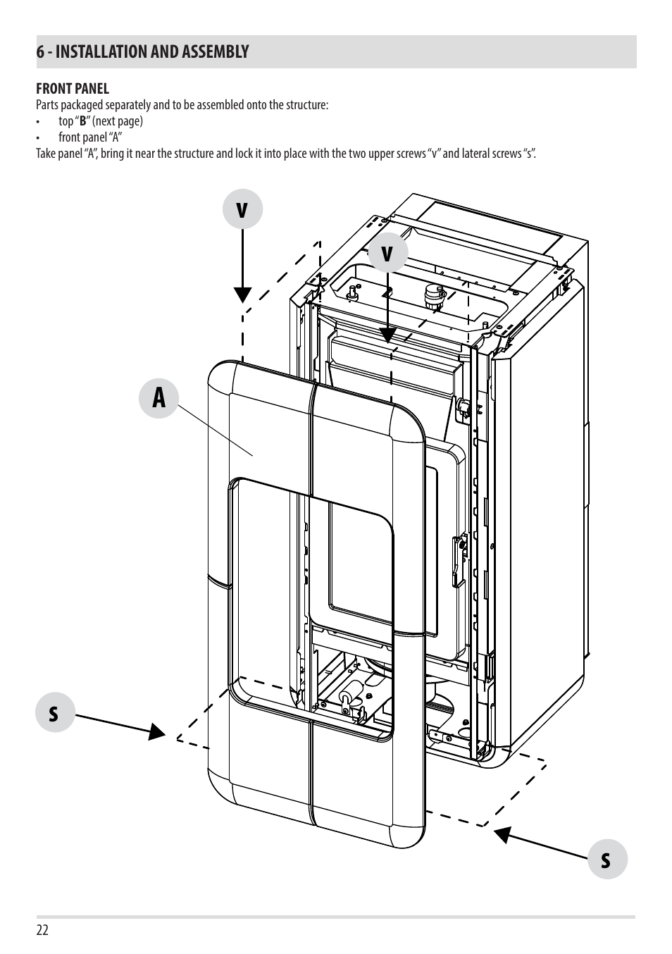 As s v v | MCZ Toba HYDRO 22 User Manual | Page 24 / 44