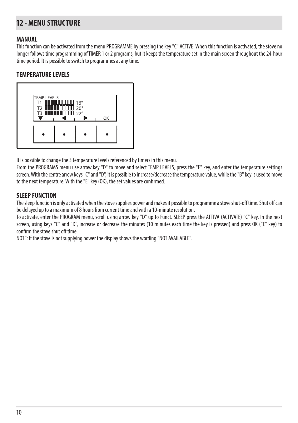 12 - menu structure | MCZ Toba HYDRO 22 User Manual | Page 10 / 52