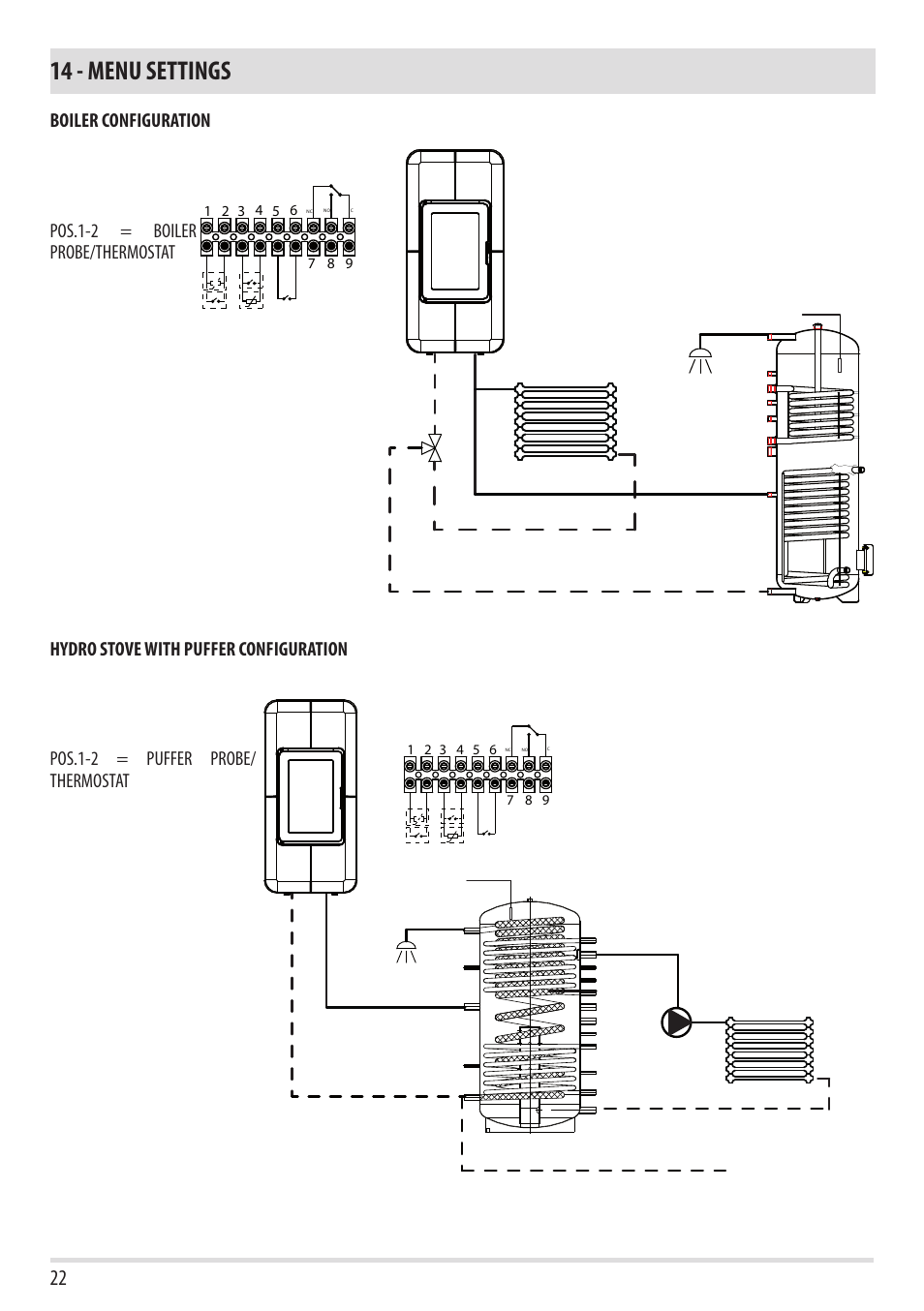 14 - menu settings | MCZ Toba HYDRO 22 User Manual | Page 22 / 52