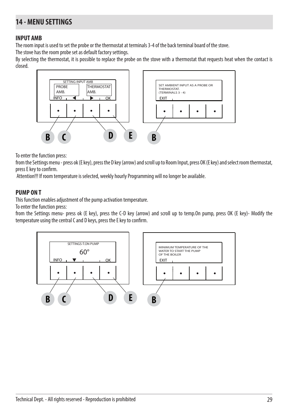 Cd b, 14 - menu settings | MCZ Toba HYDRO 22 User Manual | Page 29 / 52