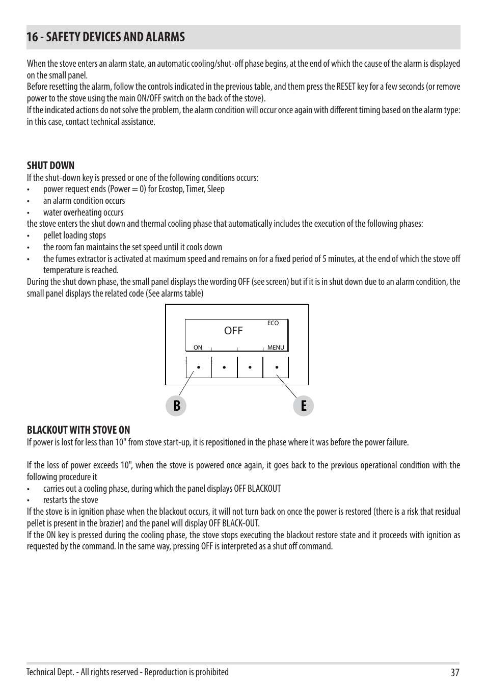 16 - safety devices and alarms | MCZ Toba HYDRO 22 User Manual | Page 37 / 52