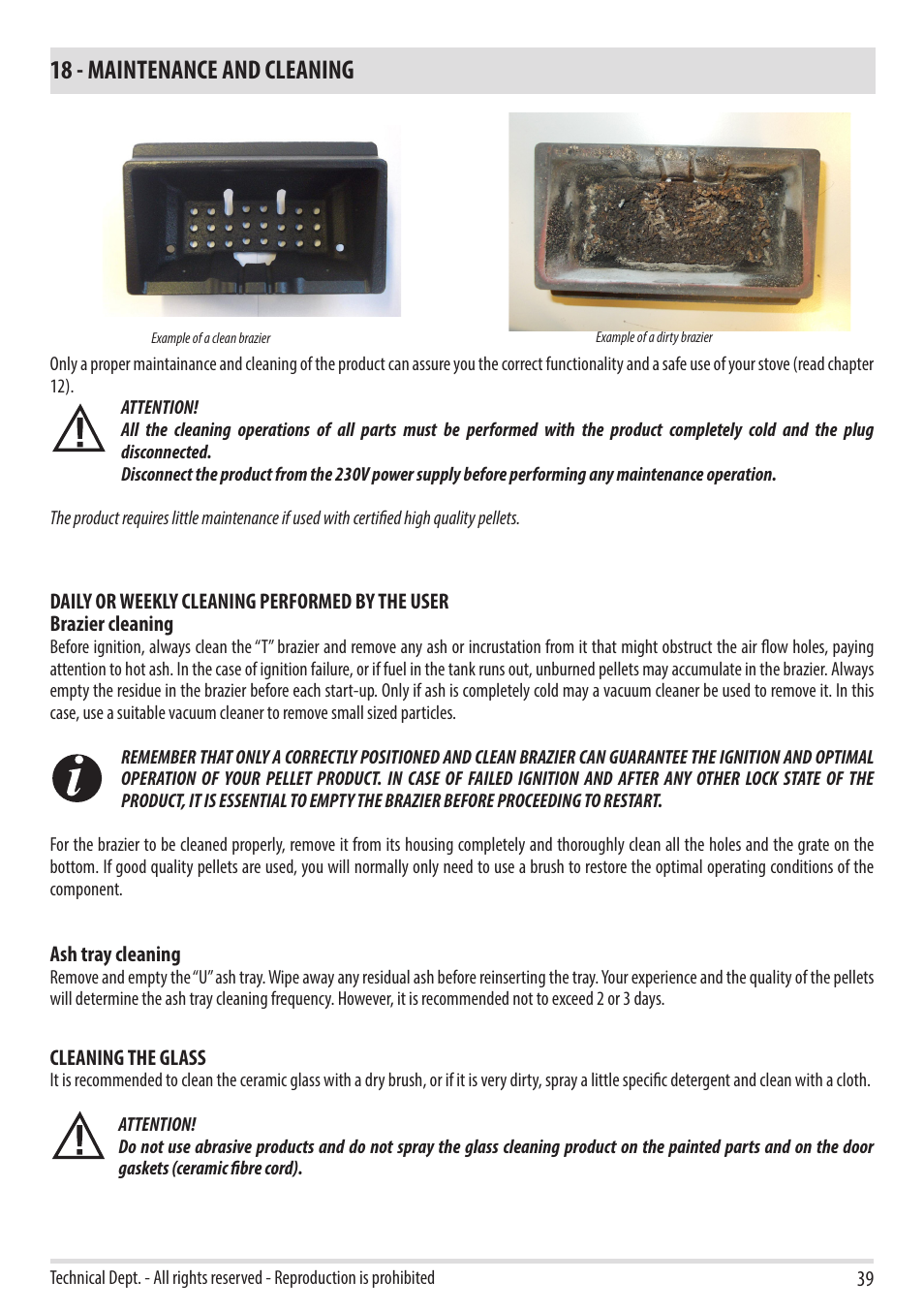 18 - maintenance and cleaning | MCZ Toba HYDRO 22 User Manual | Page 39 / 52